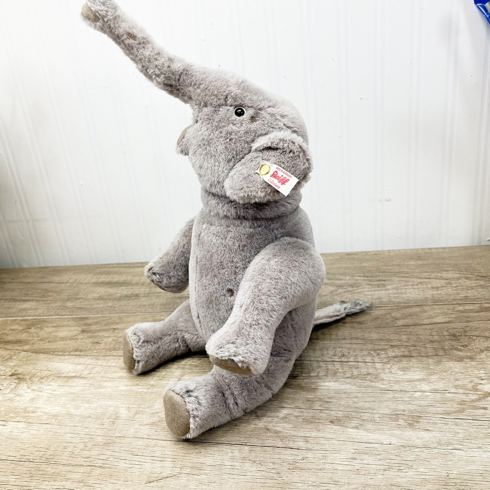 Steiff Elephant Plush Grey Mohair Collectors Button in Ear Made in Germany - Picture 2 of 16